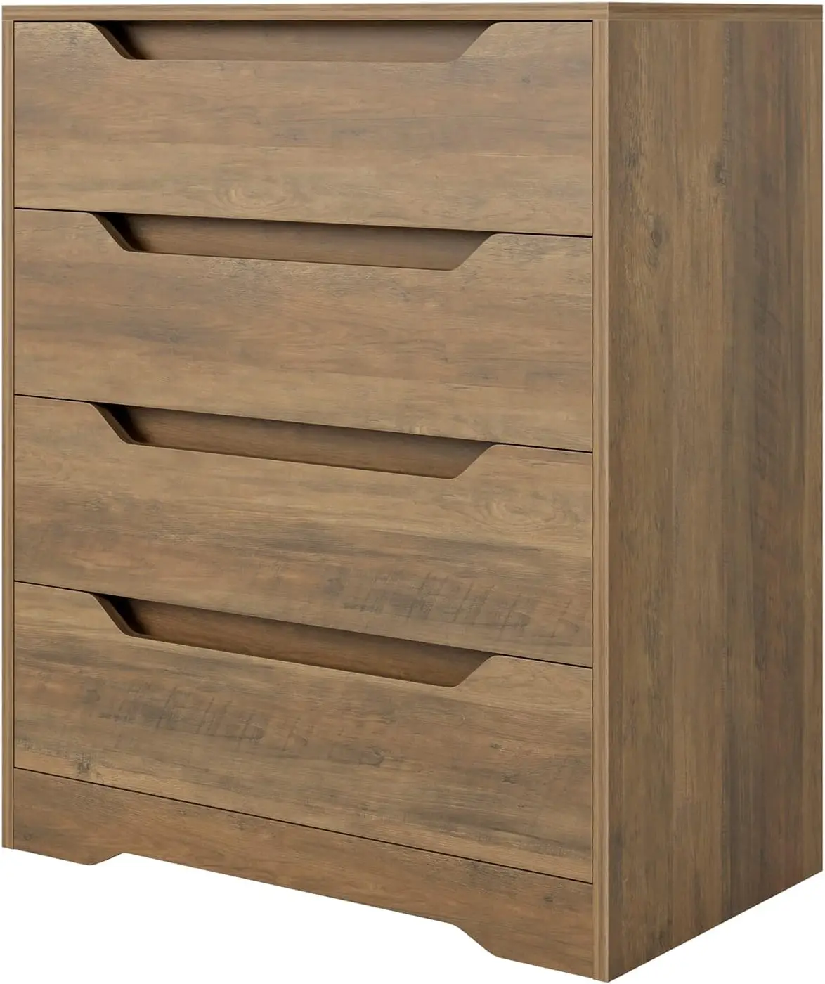 Modern 4 Drawer Dresser, Chest of Drawers with Storage, Wood Storage Chest Organizers with Cut-Out Handles, Accent Storage Cabin