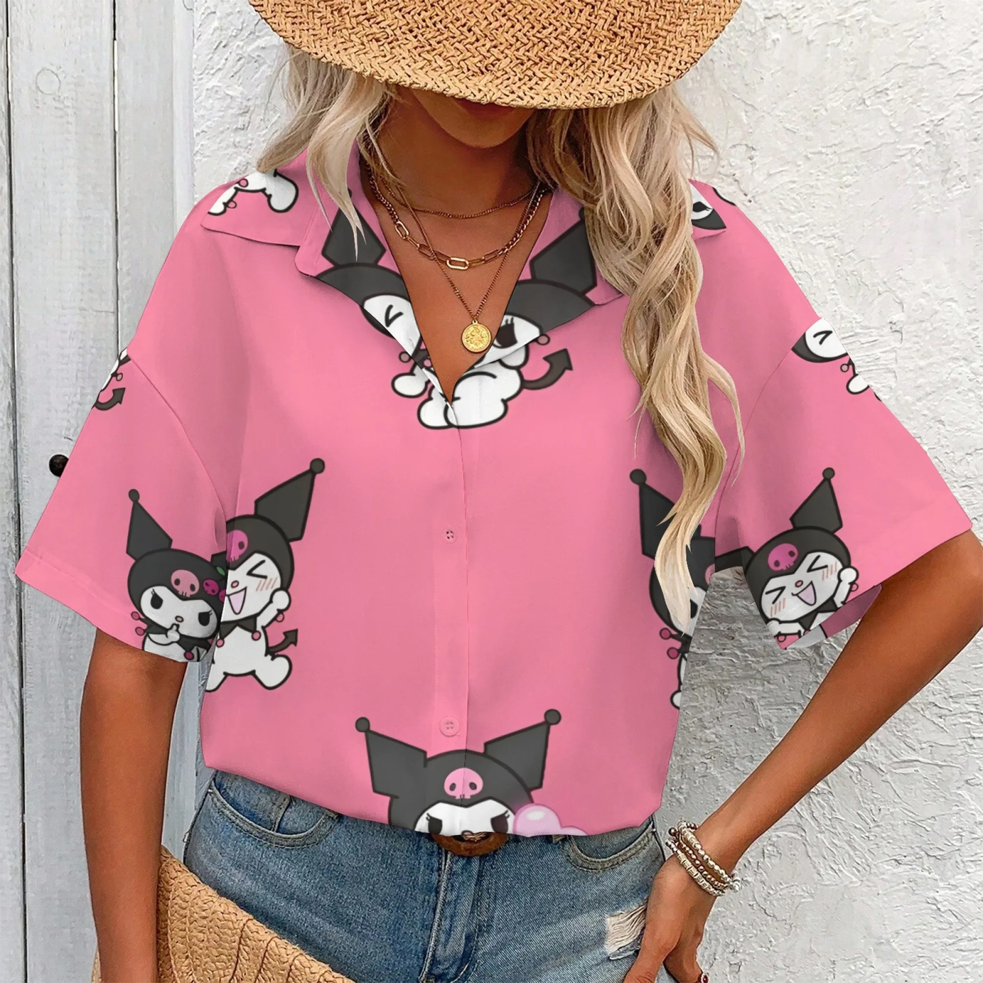 قميص Kuromi S ملابس نسائية قميص Kuromi قميص نسائي بأكمام طويلة مراجعات كورية العديد من ملابس الفتيات تي شيرت نسائي Y2k امرأة علوية N