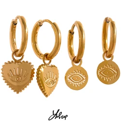 Yhpup Stainless Steel Charm Eye Heart Drop Tarnish Free Earrings Jewelry Women Chic 18k Gold Plated Des Boucles D'oreilles