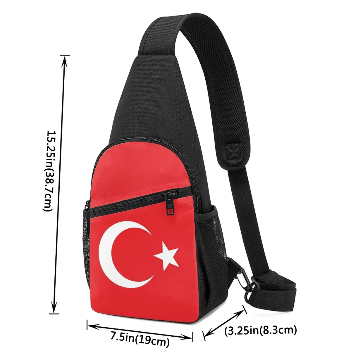 The Republic Of Turkey Flag Chest Bag Men Sling Crossbody Backpack Chest Bag Traveling Hiking Daypack Shoulder Bag