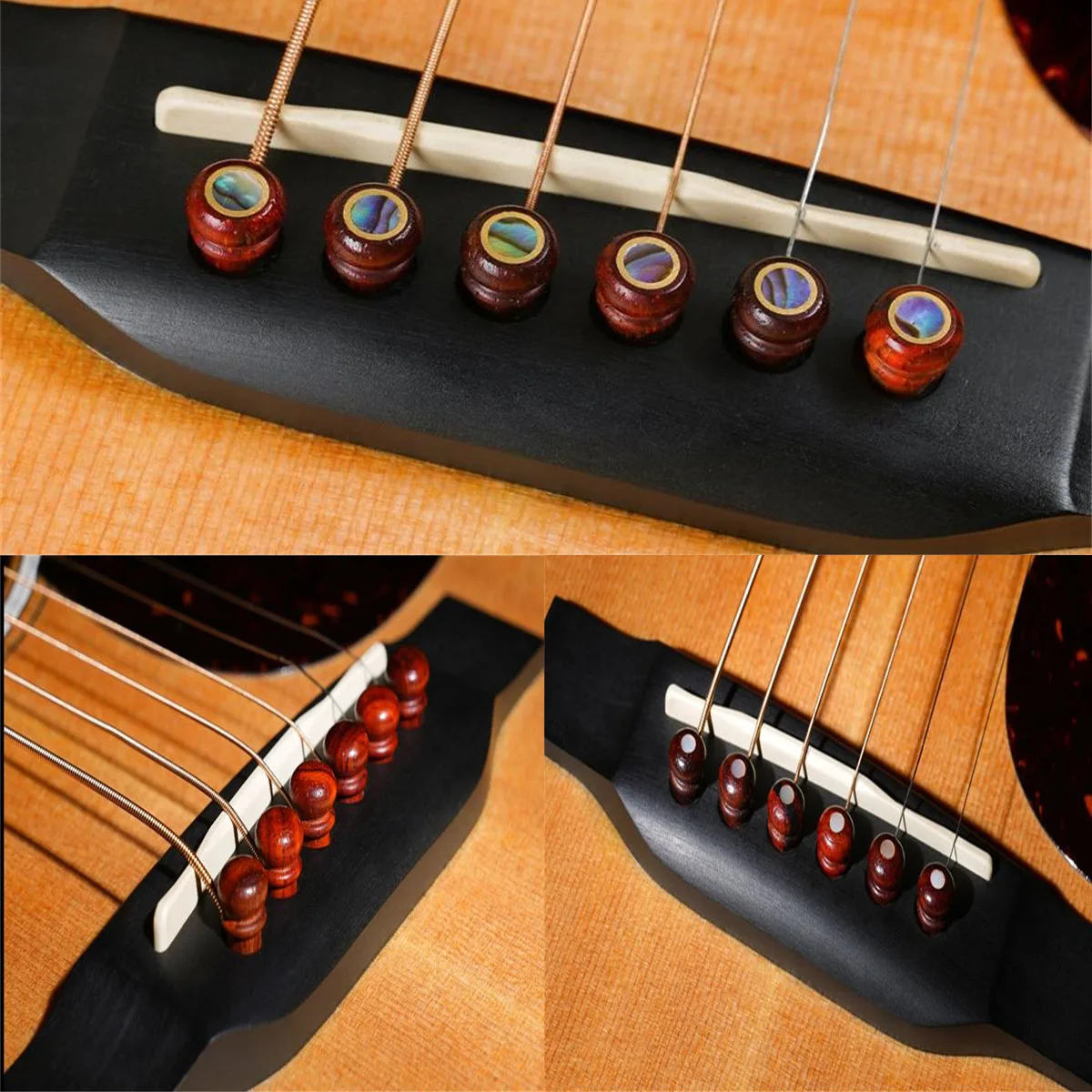 Picture 7: 6pcs Acoustic Guitar Bridge Pins , Bovine bone bleached /primary colors/Ebony/Cocoapolo Wood Guitar Fixed String Nails