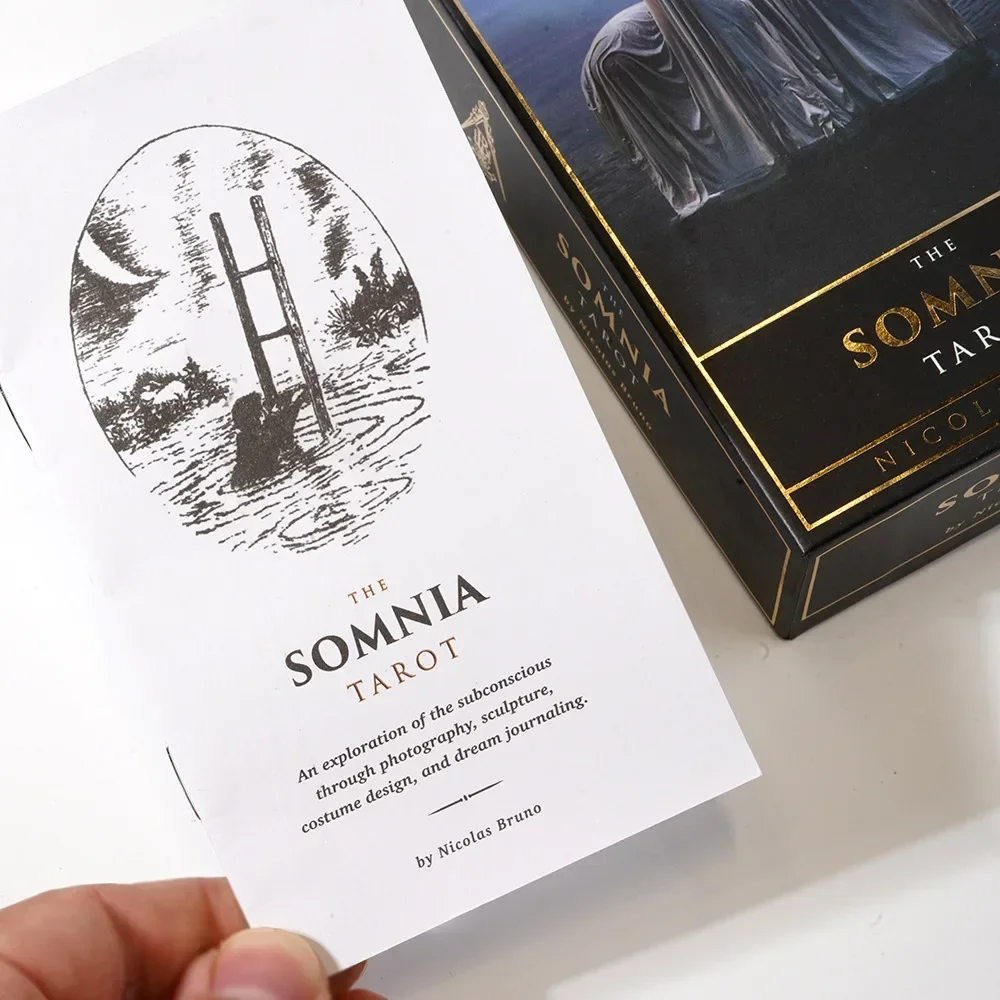 Somnia Tarot 78 sztuk kart 1:1 rozmiar pozłacana krawędź przewodnik książka Tarot gry planszowe