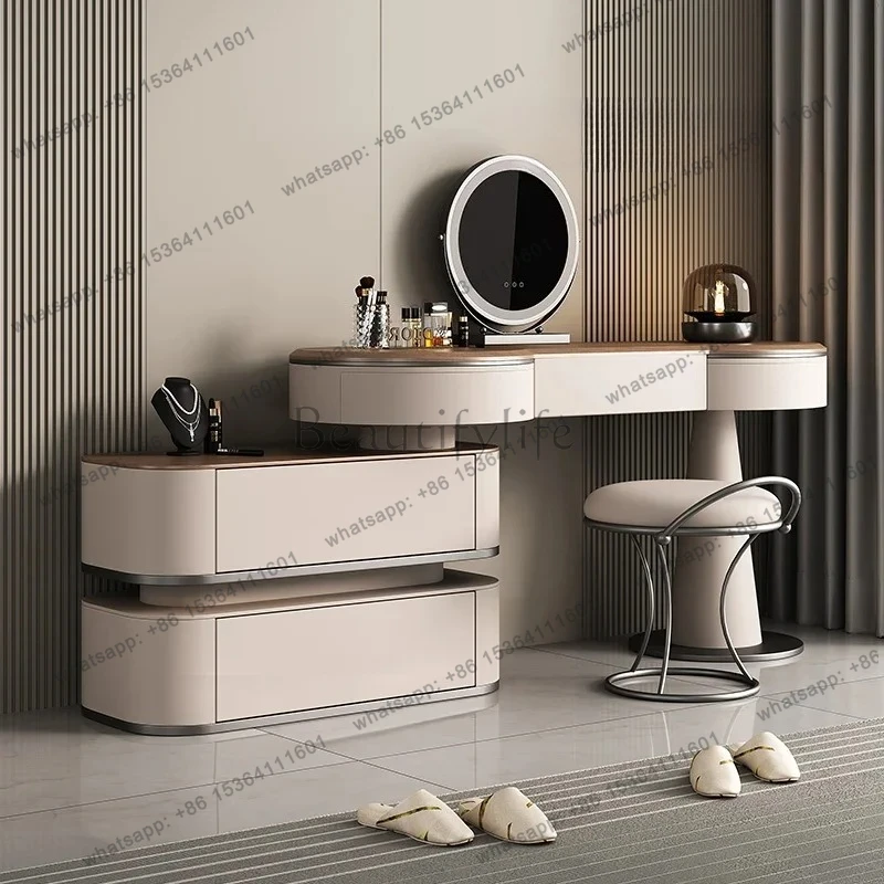 

smart home Drawers Storage Wood Vanity Table Nordic Modern Luxury Makeup Dressing Table Decor Room Tocador Para Dormitorio Home