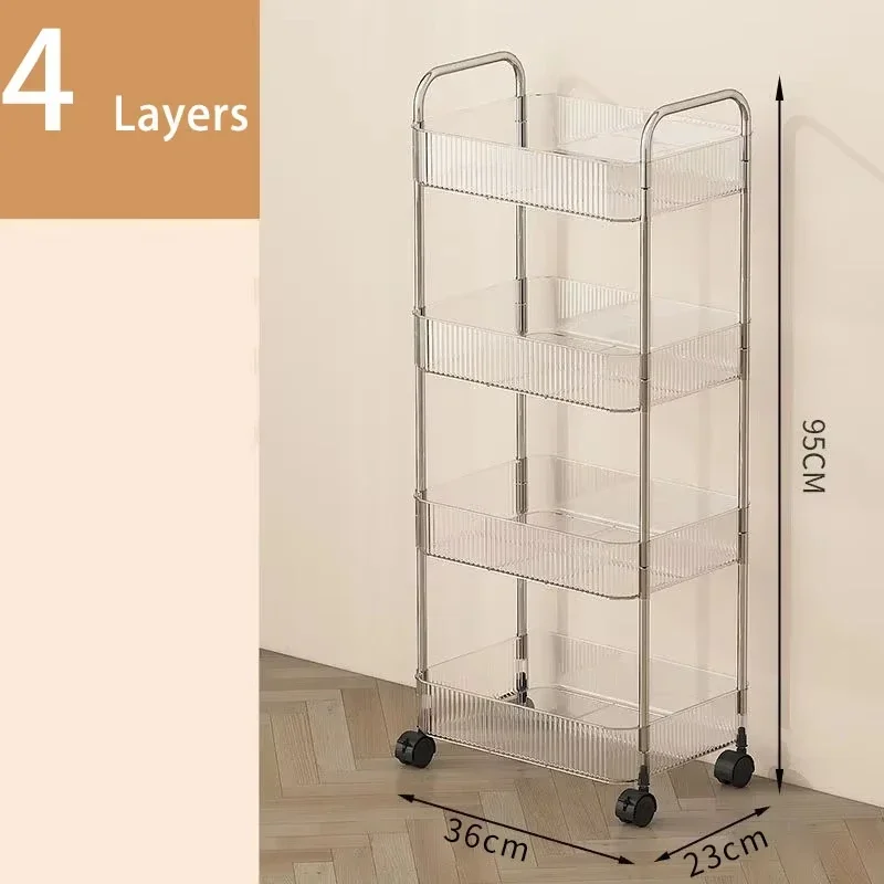 Multi-Tier Rolling Utility Cart With Wheels, Mobile Storage Rack For Snacks & Cosmetics image 5