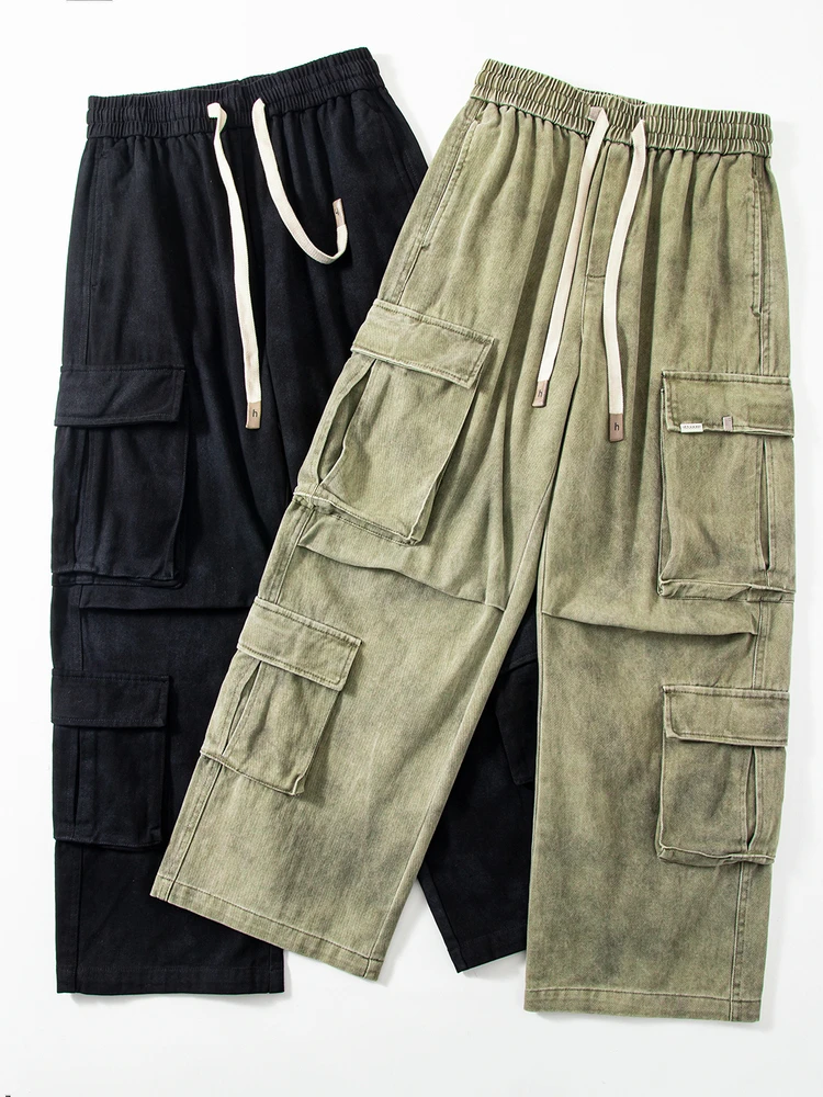 

Heavyweight Paratrooper Pants Men's Autumn Winter Casual Wide Leg Loose Waed American Sle Workwear Trousers Trendy