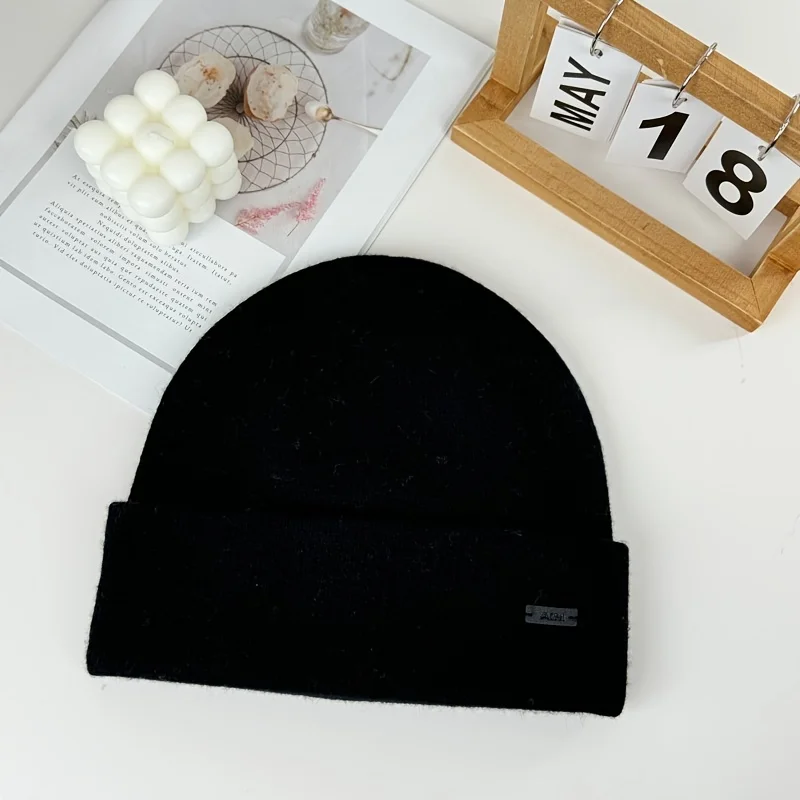 

Minimalist Knit Beanie Hat Set - Multi-Color Soft Warm Winter Beanies, Stylish Label Skull Caps, Comfortable Daily Outdoor Cold