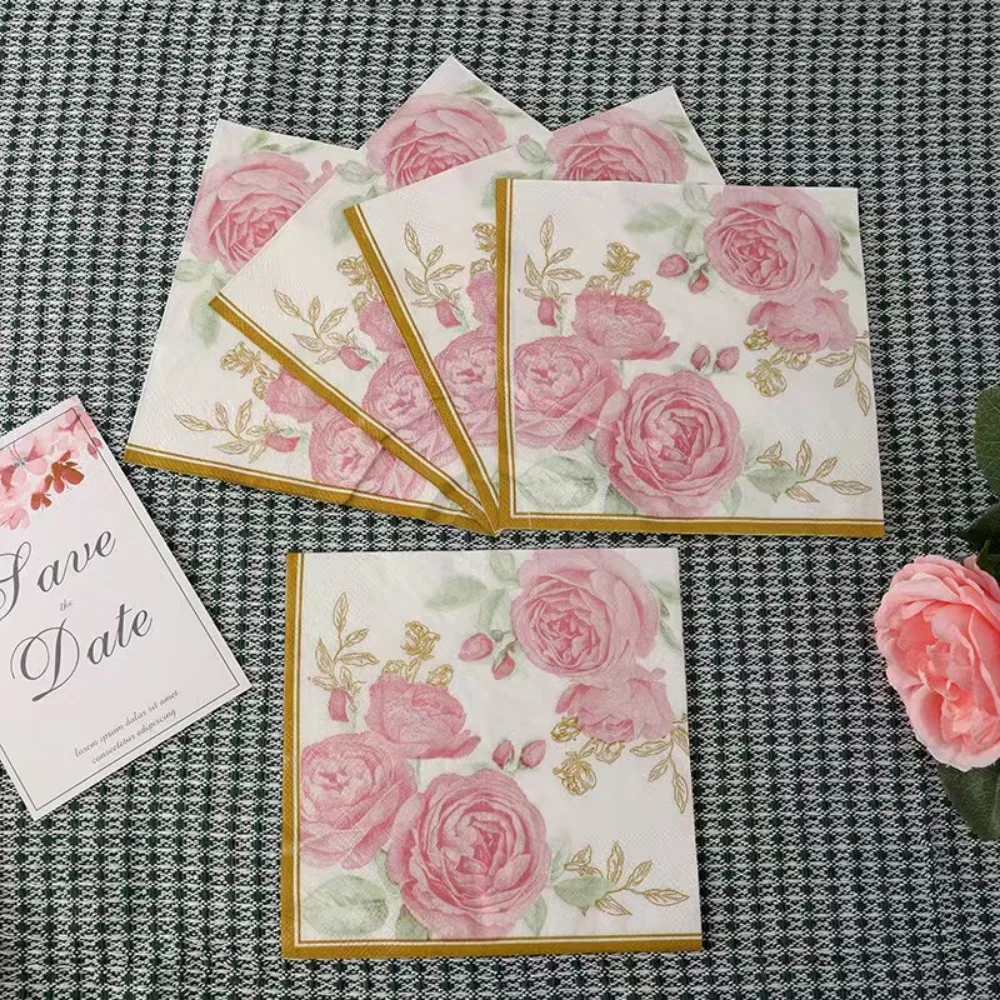 20pcs/pac Printed Flower Napkins Paper Fresh Family Gathering Dining Tables Paper Napkins Plate Decorative Coffee Napkin