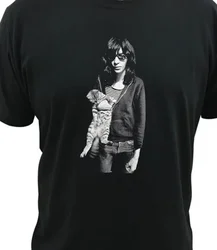 Joey Ramone with cat T-shirt Black Short Sleeve All Sizes S-5Xl YY1164