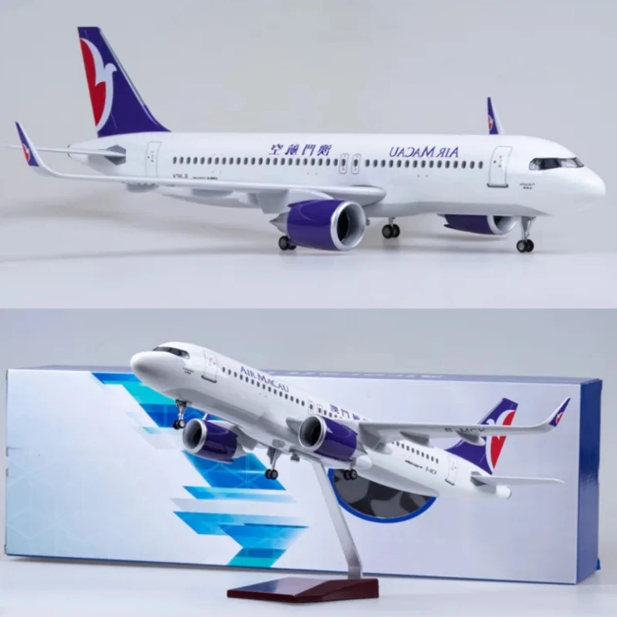 

1/80 Scale 47cm 320 Aircraft A320 NEO A320 Macau Air Airlines Light Model with Landing Gear and Lights Resin Die-cast Aircraft