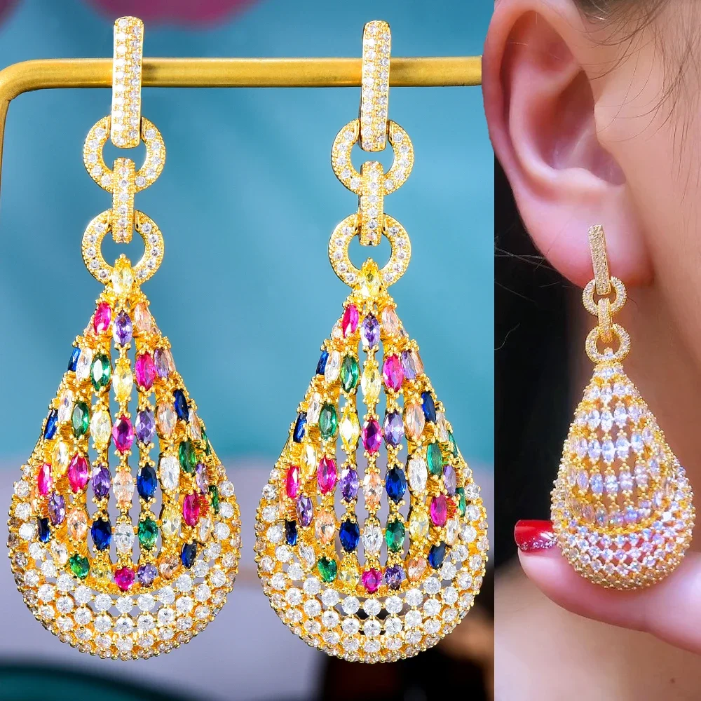 

Kellybola Original Luxury Earrings Серьги Long Dangle Earrings Full Mirco Paved Cubic Zircon CZ For Women Wedding Jewelry