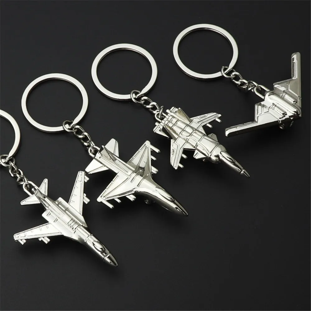 Creative Airplane Model Keychain Fashion Men Metal Air Plane Key Ring Bag Pendant Car Key Chain Simulate Fighter Jewelry Gift