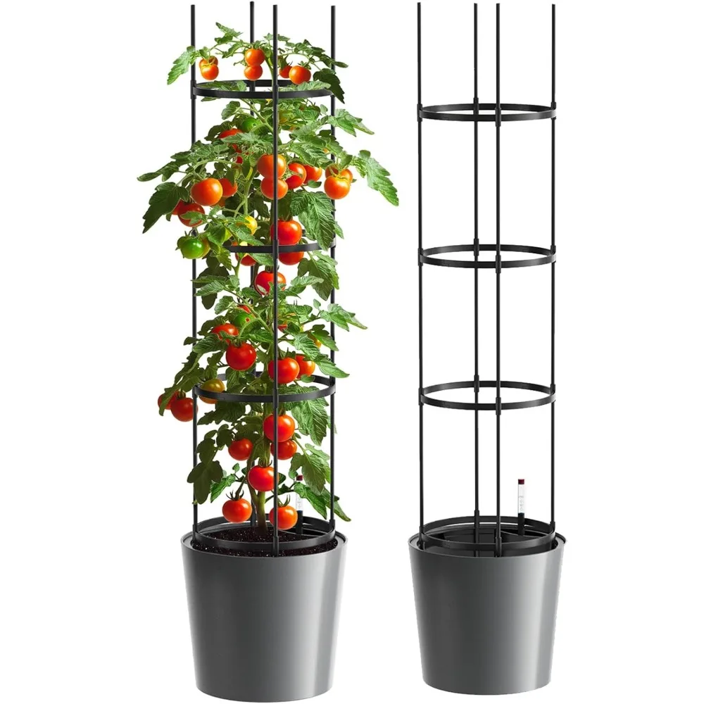 

DoCred Self Watering Tomato Planter with Trellis, Large Flower Pot with Water Level Monitor, Round Garden Planters Plant Pots fo