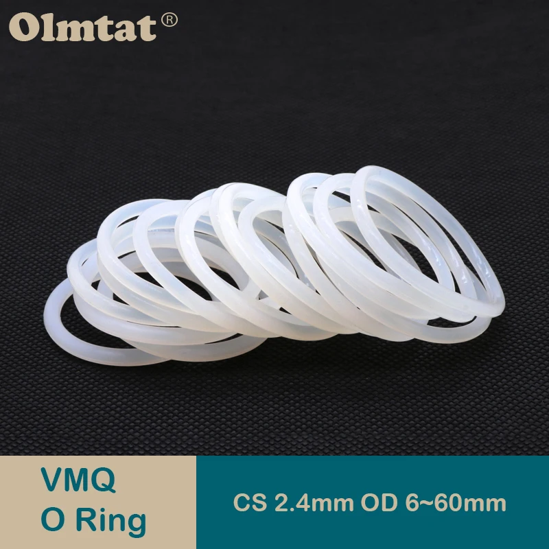 

10/50Pcs White Food Grade Silicone Ring Gasket CS 2.4mm OD 6 ~ 60mm Waterproof Washer Rubber VMQ Ring O-ring Silicone Ring Seal
