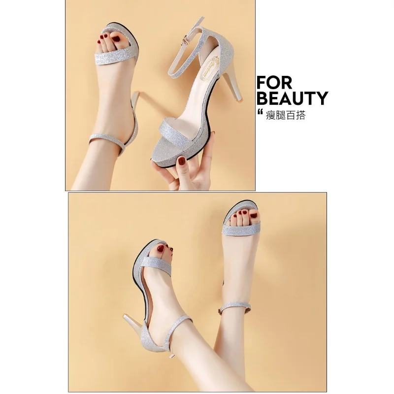 Fashion Platform Super High Heels Women Pumps Shoes Women Summer Thin Heels Peep Toe Wedding Party Shoes for Women Sandals 2024