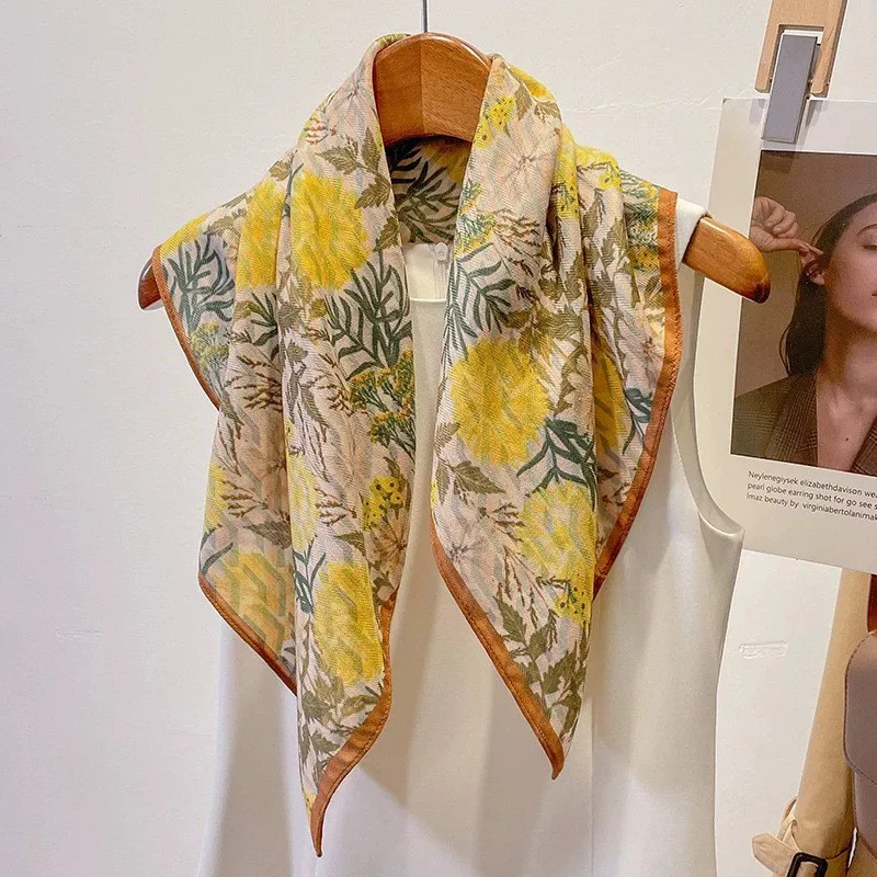 وشاح مربع صغير فاخر 2025 للنساء ملابس برقبة على شكل حرير مطبوعة بالزهور هدية للجنسين لها شحن مجاني حلكلاً جيل 3 يهودي #2