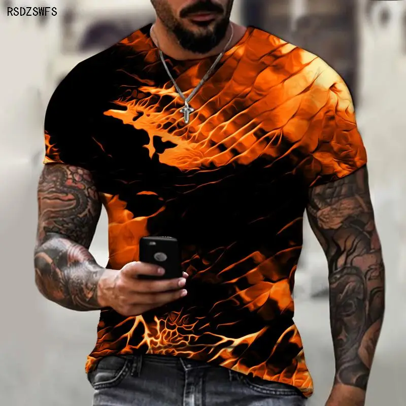 Brand Men's T-shirts Are Suitable for Men in Spring and Summer. Colorful Printing. 3D Stereo Art. Street Sports and Fitness.