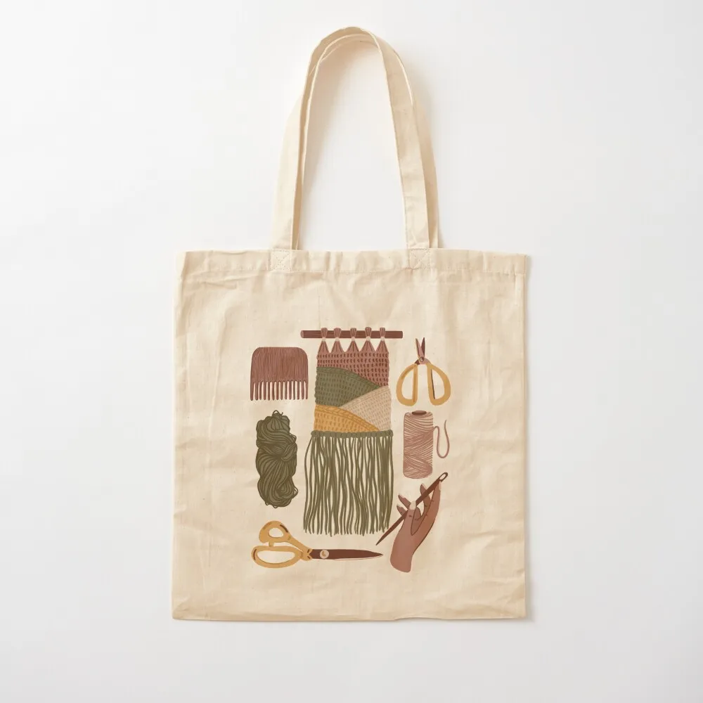 Weaving Flat Lay in Earthy Tones Tote Bag Reusable bags Canvas bag tote bag canvas Canvas Tote