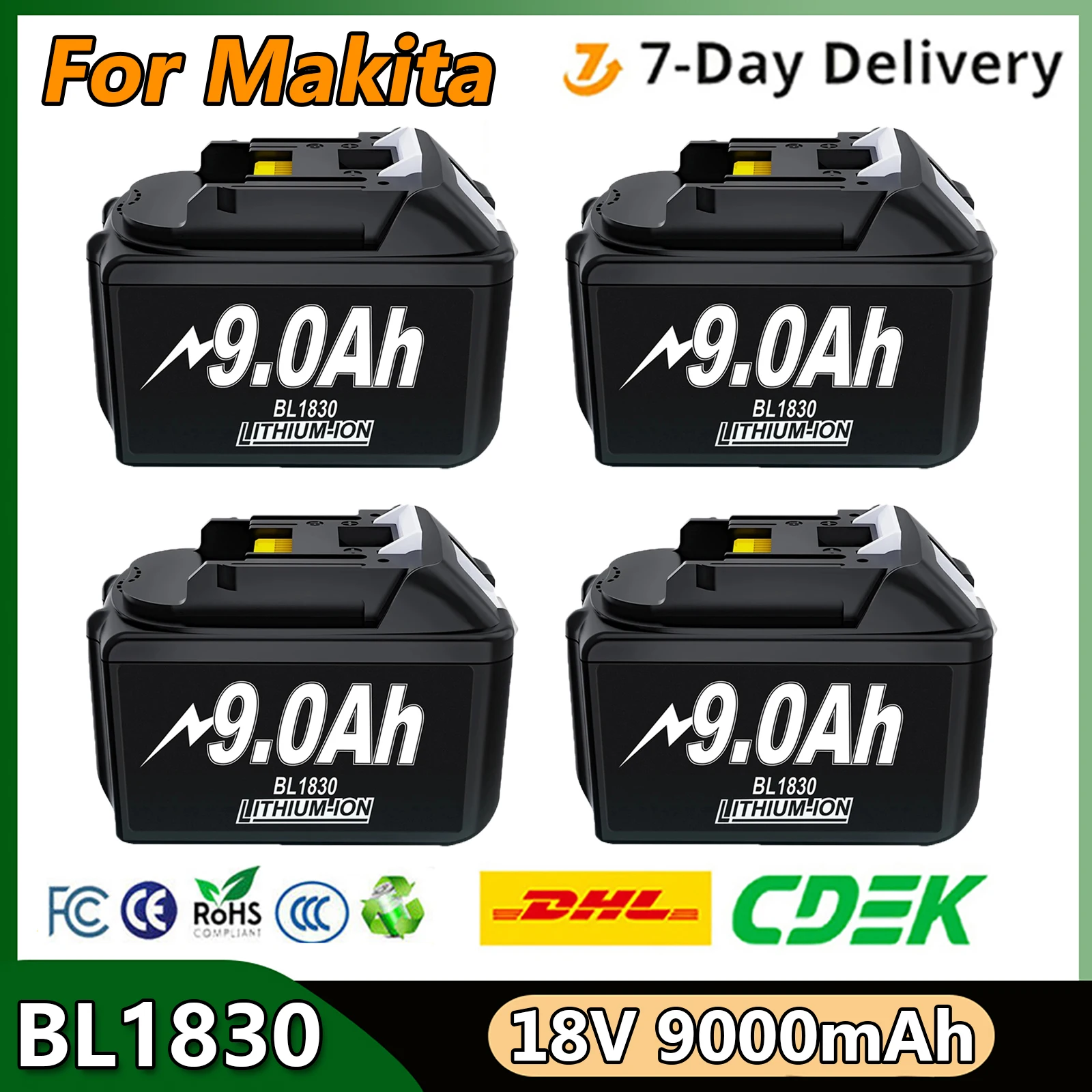 18V 9.0Ah For Makita BL1830 Battery 9000mAh Rechargeable Battery Compatible For BL1860 BL1850 BL1840B Replacement Battery