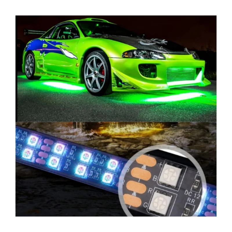 DC 12V 6 PCS 2 Row RGB Chasing Stream Light Emitting Diode Bar Waterproof Underbody Light Kit Other Light Accessories