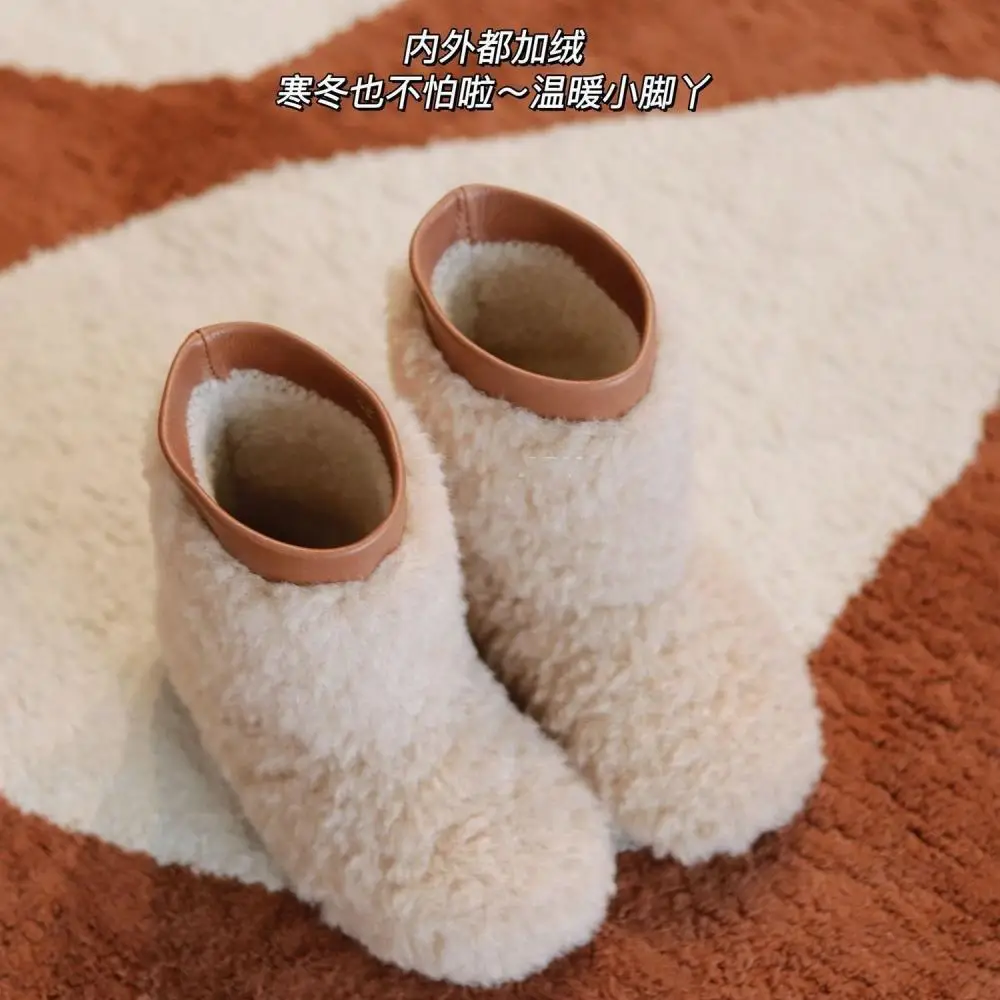 Winter Children's Snow Boots Fashion Composite Wool Warm Lambswool Girls Kawaii Fashion Boots Exquisite Gift Kids Casual Shoes