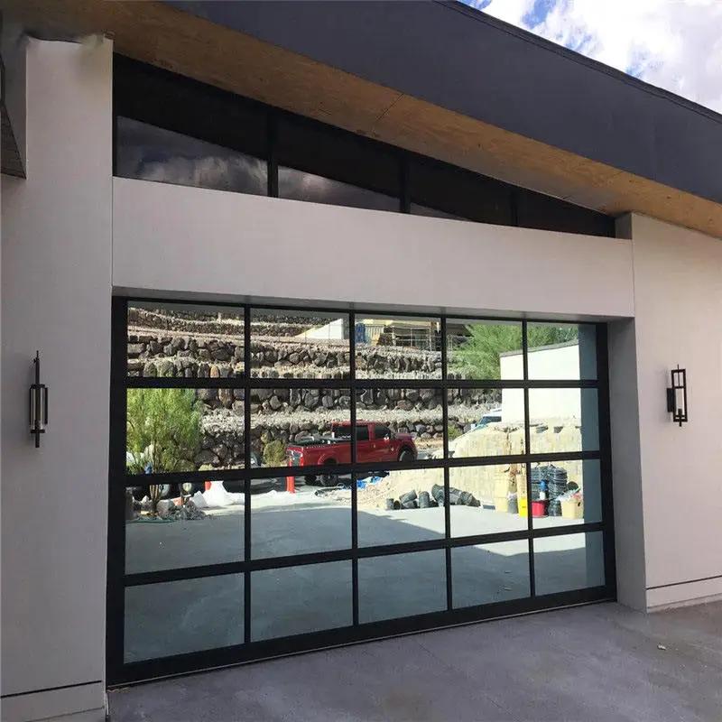 Electric Aluminum Frame Glass Garage Door Cost Effective Outdoor Garage Doors Customizable Size Modern Fashionable Garage Doors