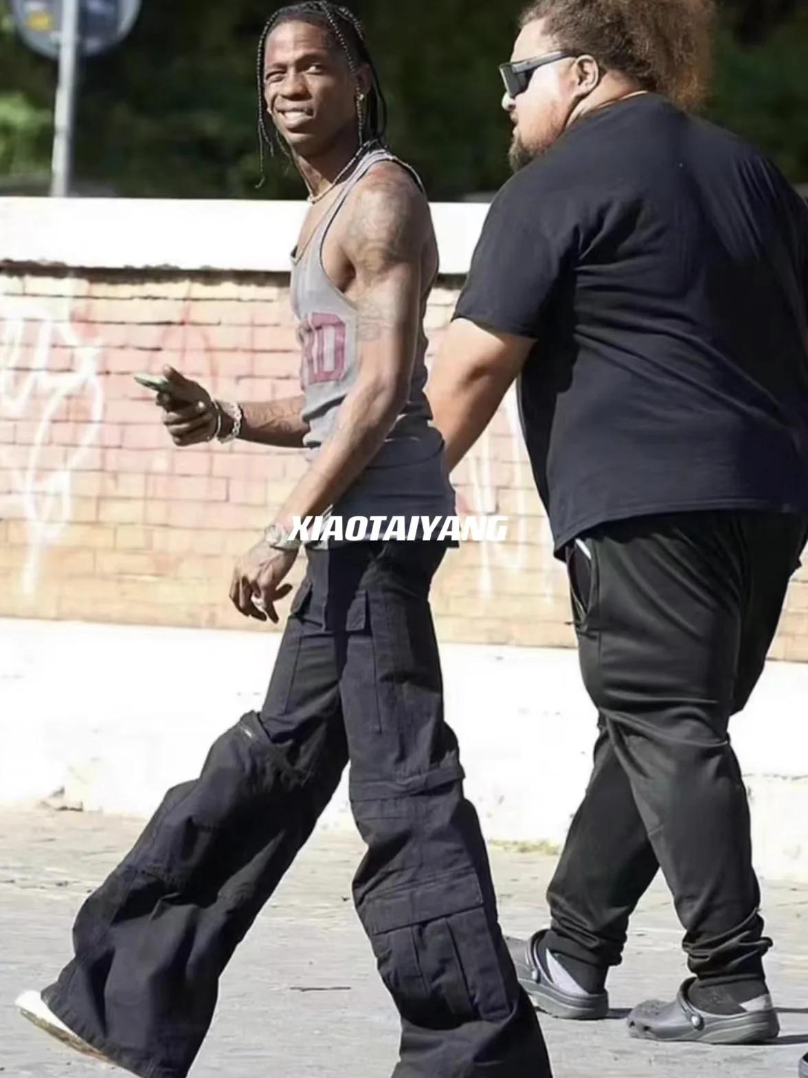 

Парижские двусторонние брюки со съемной талией и расклешенной талией, рабочие брюки-карго, повседневные брюки с высокой талией и длинными штанинами...