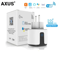 AXUS EU WiFi Smart Socket 16A Tuya Smart Life Home Power Plug APP Wireless Remote Voice Control Power Control Timer