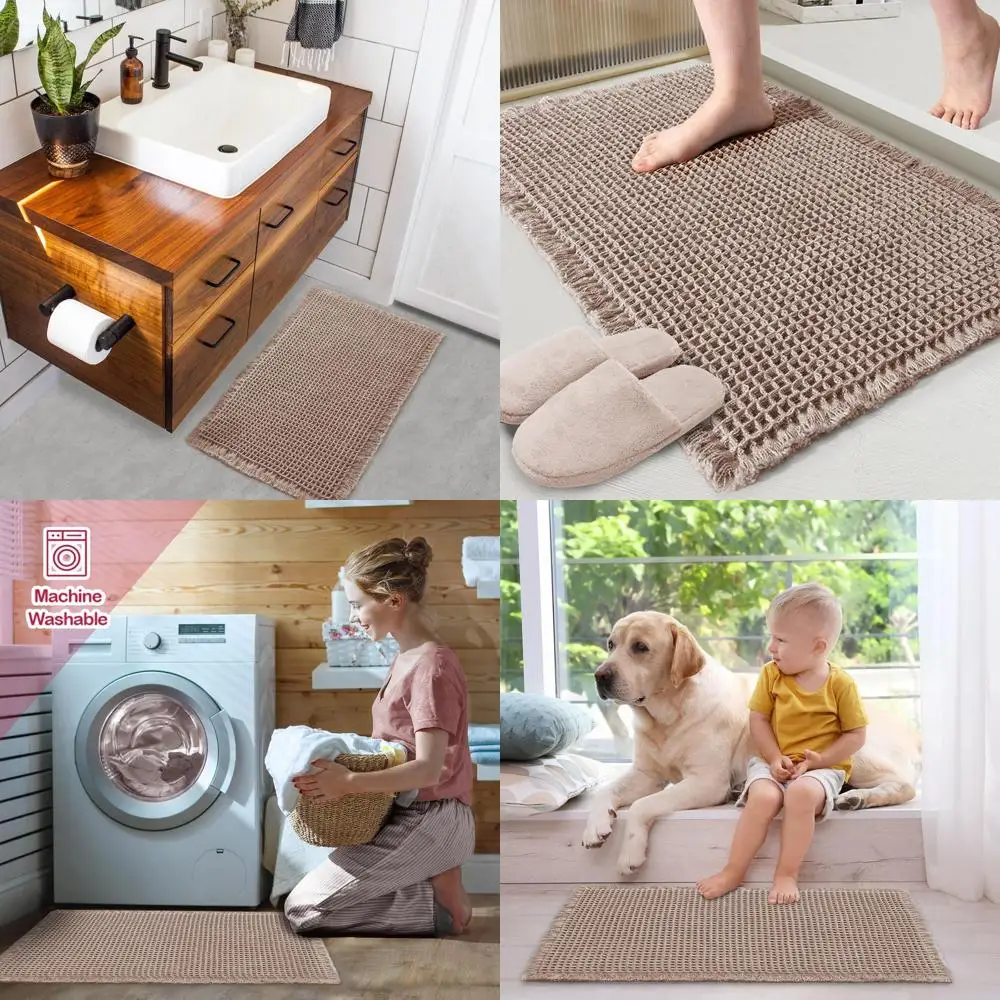 

Brown 24x48 Super Absorbent Non-Slip Bath Mat, Soft and Machine Washable