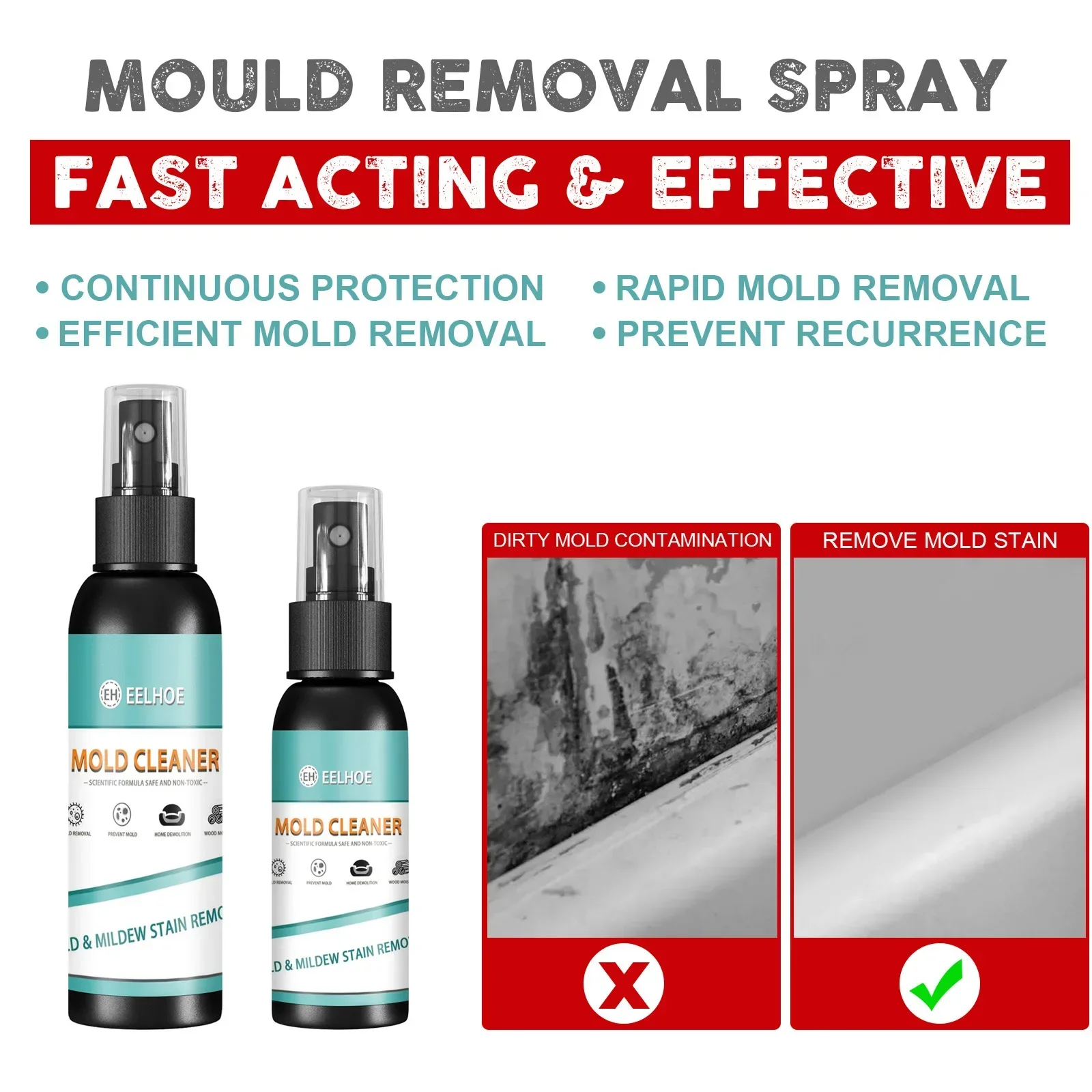 Mould proof spray ceiling, bathroom, ceramic wall, mould proof, multi effect cleaning and decontamination