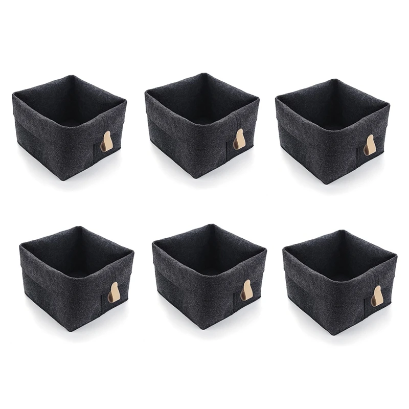 6Pcs Storage Cubes Felt Fabric Cube Storage Bins Collapsible Storage Bins With Hanging Ring Foldable Cube Baskets Durable