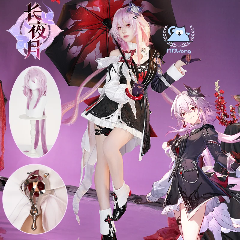 Honkai Star Rail 7 de marzo Cosplay Evernight Cosplay Larganoche Nocterna Noite Eterna traje para fiesta de Halloween
