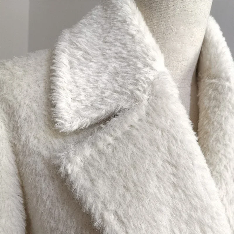 Cappotti in alpaca con colletto rovesciato di alta qualità Cappotto invernale lungo in lana di cashmere per donna