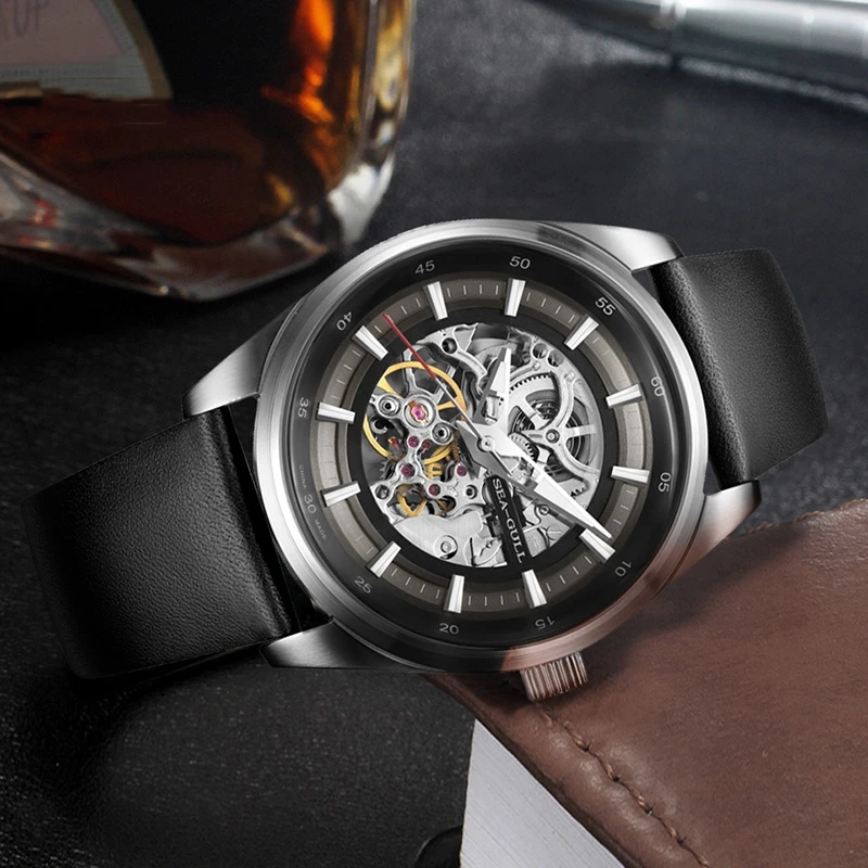 2023 Seagull Men's Watch Business Hollow Luminous Waterproof Automatic Mechanical Wristwatch Men's Watch 819.92.6076H images - 6