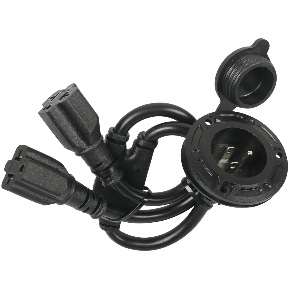 Waterproof NEMA5 20A RV Power Cord Splitter 12AWG 3 Prong AC Outlet For Campers Supports NEMA5-15P And NEMA5-20P Connectors
