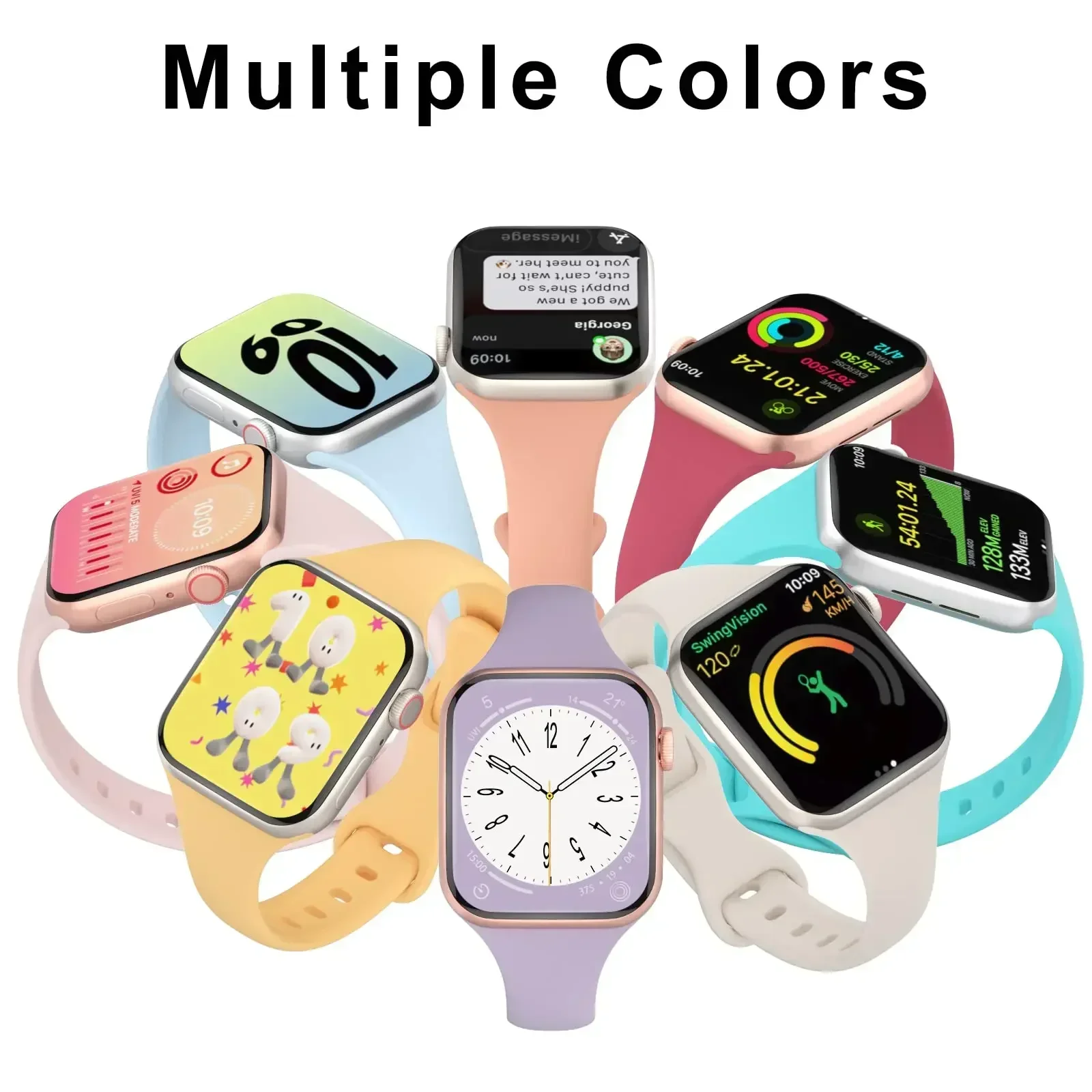 Thin Silicone Strap For Apple Watch 49mm 44mm 45mm 41mm 42mm Solid Color Strap Bracelet For IWatch Series 9 8 7 6 5 4 SE Ultra 2