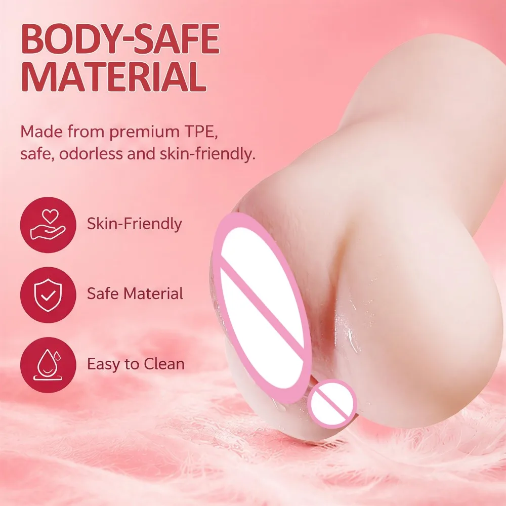 2 IN 1 Realistic Vagina and Anal Masturbation Cup Oversized Vulva Pocket Pussy Sucking Male Masturbator Stroker Sex Toys for Men view 4