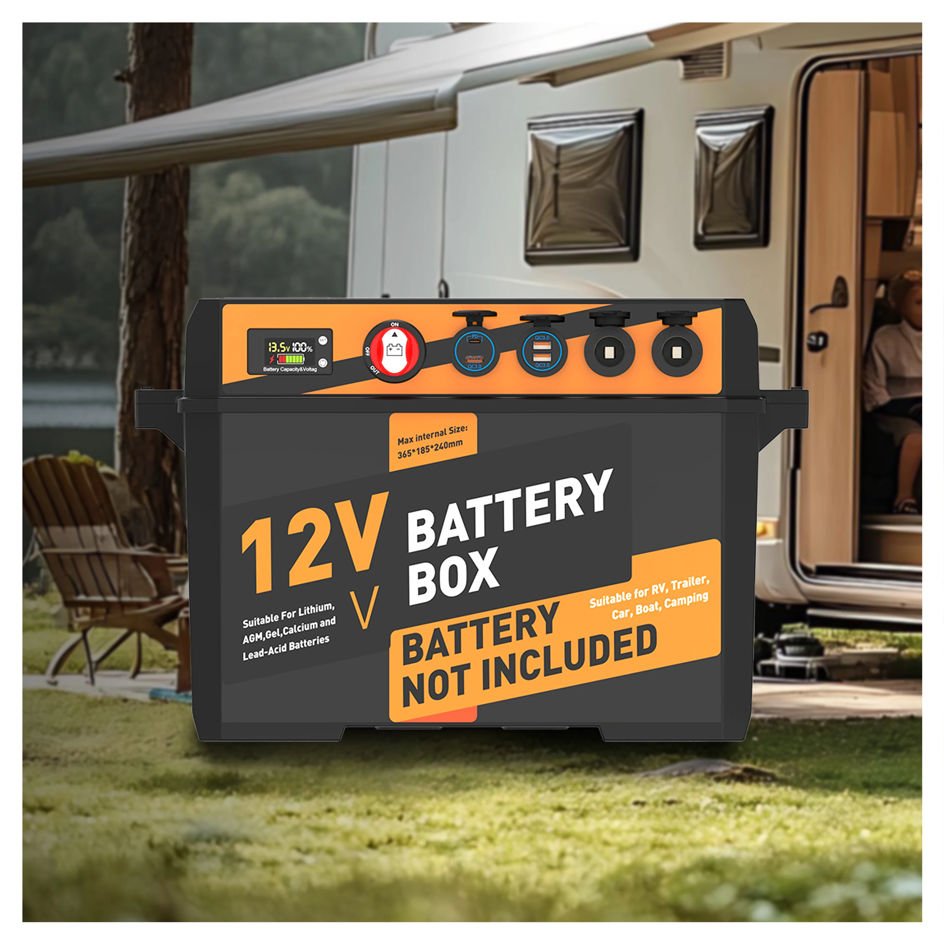 

Wholesale 100Ah Portable Smart ABS Battery Box for Marine Boat 12V Certified Overload/Short Circuit