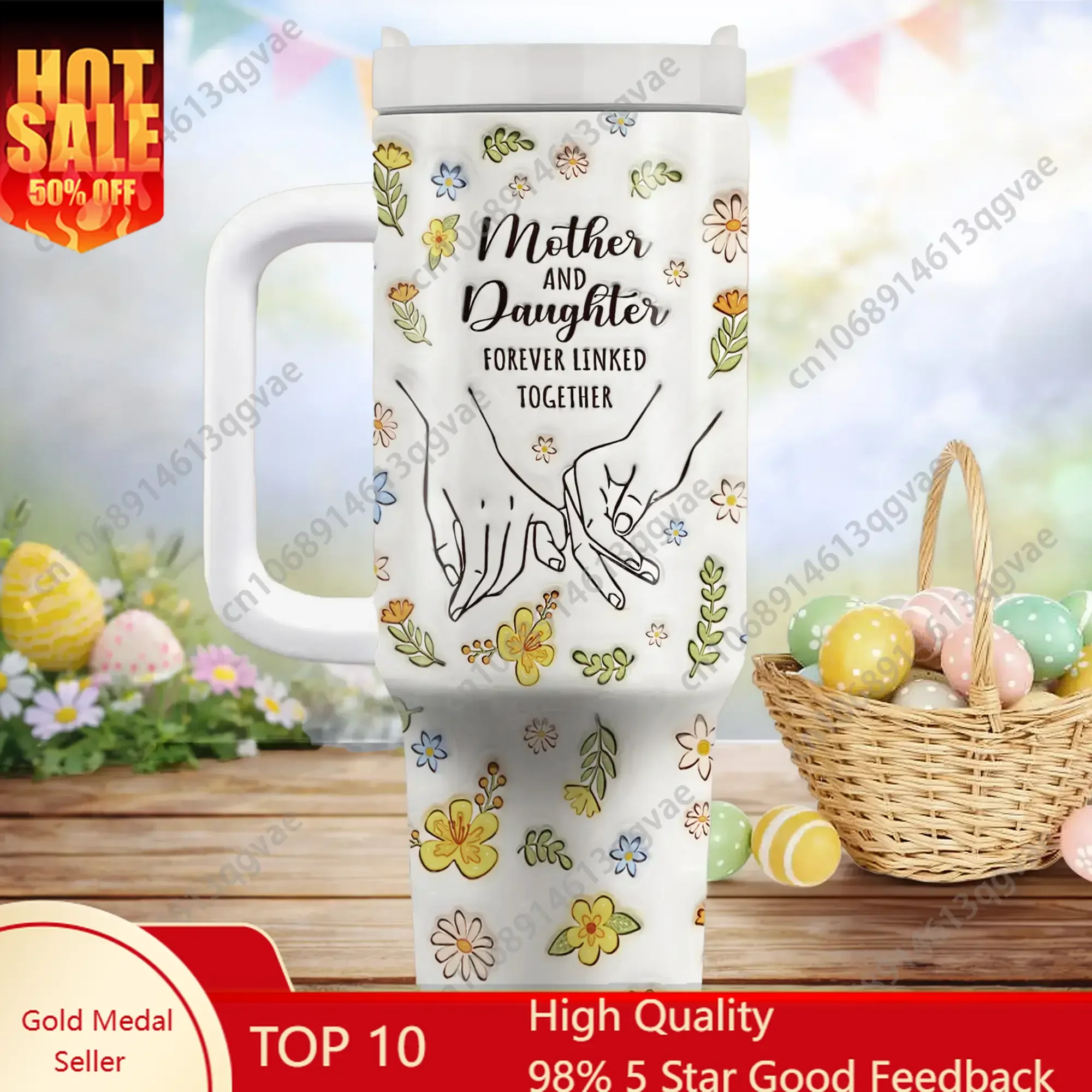 

Judywin Talk - Mother & Daughter 40 Oz/ 20 Oz Insulated Stainless Steel Tumbler With Handle - Mother's Day gift Gift For Mom G