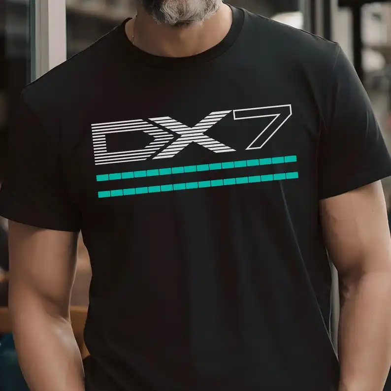 DX7 قميص خمر Synth 80s المحملة الموسيقار الإلكتروني أو منتج الموسيقى هدية DX7 المركب تي شيرت للجنسين Softstyle المحملة #2