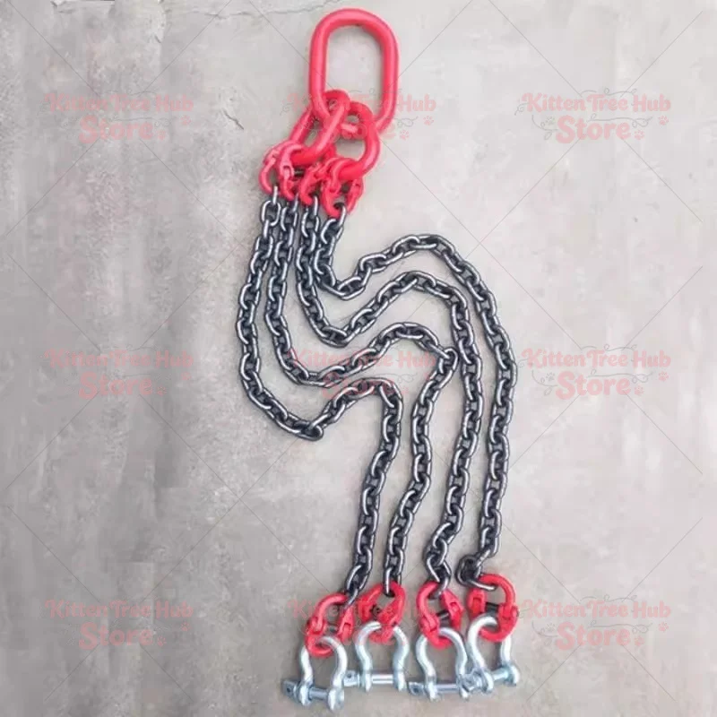 6T 2M Hoisting Chain Sling G80 Lifting Iron Chain Shackle Ring Hook Lifting Goods Four Claws