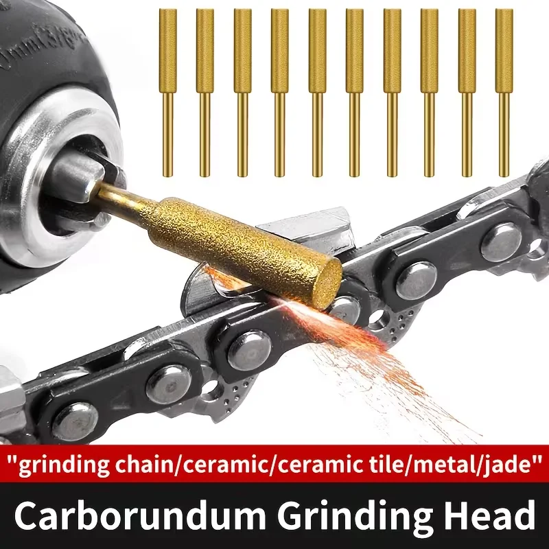 

15-Piece Diamond-Coated Burr Chain Saw Sharpener Carving Grinding Head Rotary File 4.8mm Abrasive Grinding Tool Set