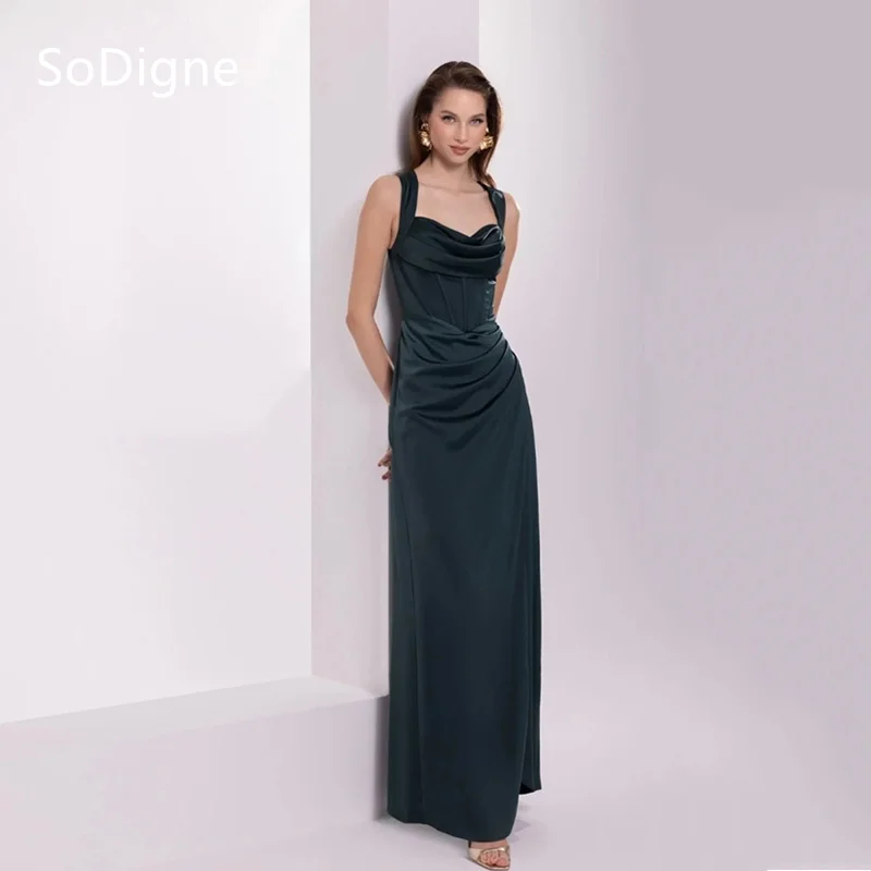 

SoDigne Mermaid Evening Dresses Spaghetti Strap Side Silt Floor-Length Party Dress Sweetheart Pleat Prom Gowns 2025 Customized