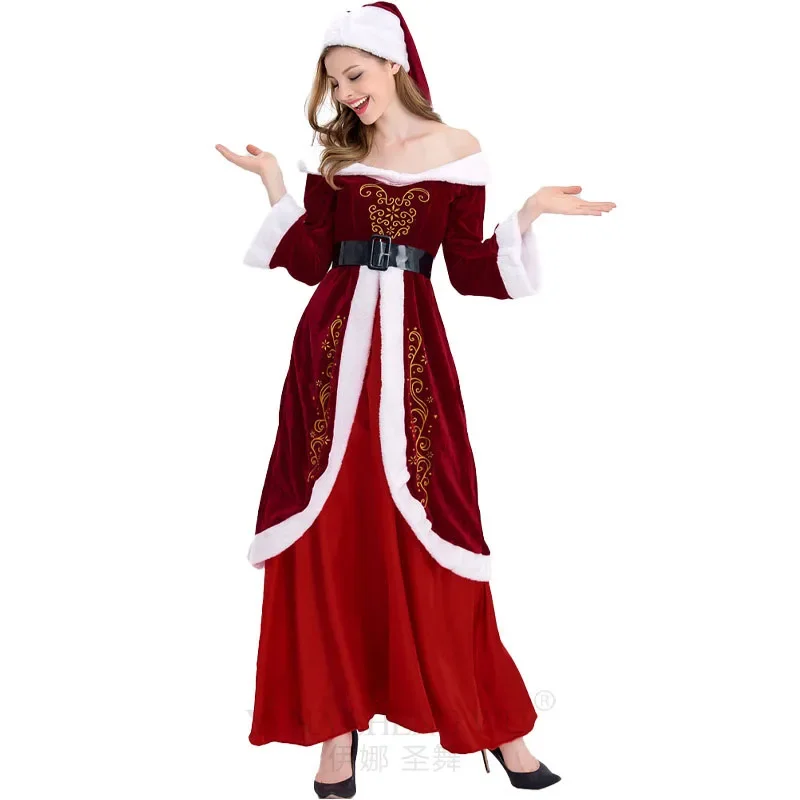 Adult Christmas Santa Claus Costume Masquerade Party Christmas New Year Outfits For Women Cosplay Costumes Uniform