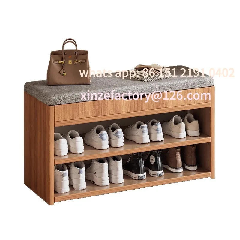 

Customizable Shoe Stool Can Be Sat At The Door of The Home, Stool Solid Wood Entrance Shoe Rack