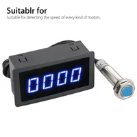 4 Digital Blue/Green/Red LED Tachometer RPM Speed Meter 10 - 9999RPM Hall Proximity Switch Sensor NPN 1Set 12V 24V Measuring Gau