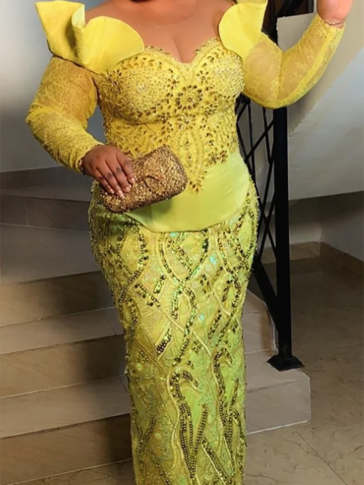 

Exquisite Sweetheart Beads Ruched Full Sleeve Straight Mermaid Formal Evening Dresses Birthday Party Prom Gowns Customized