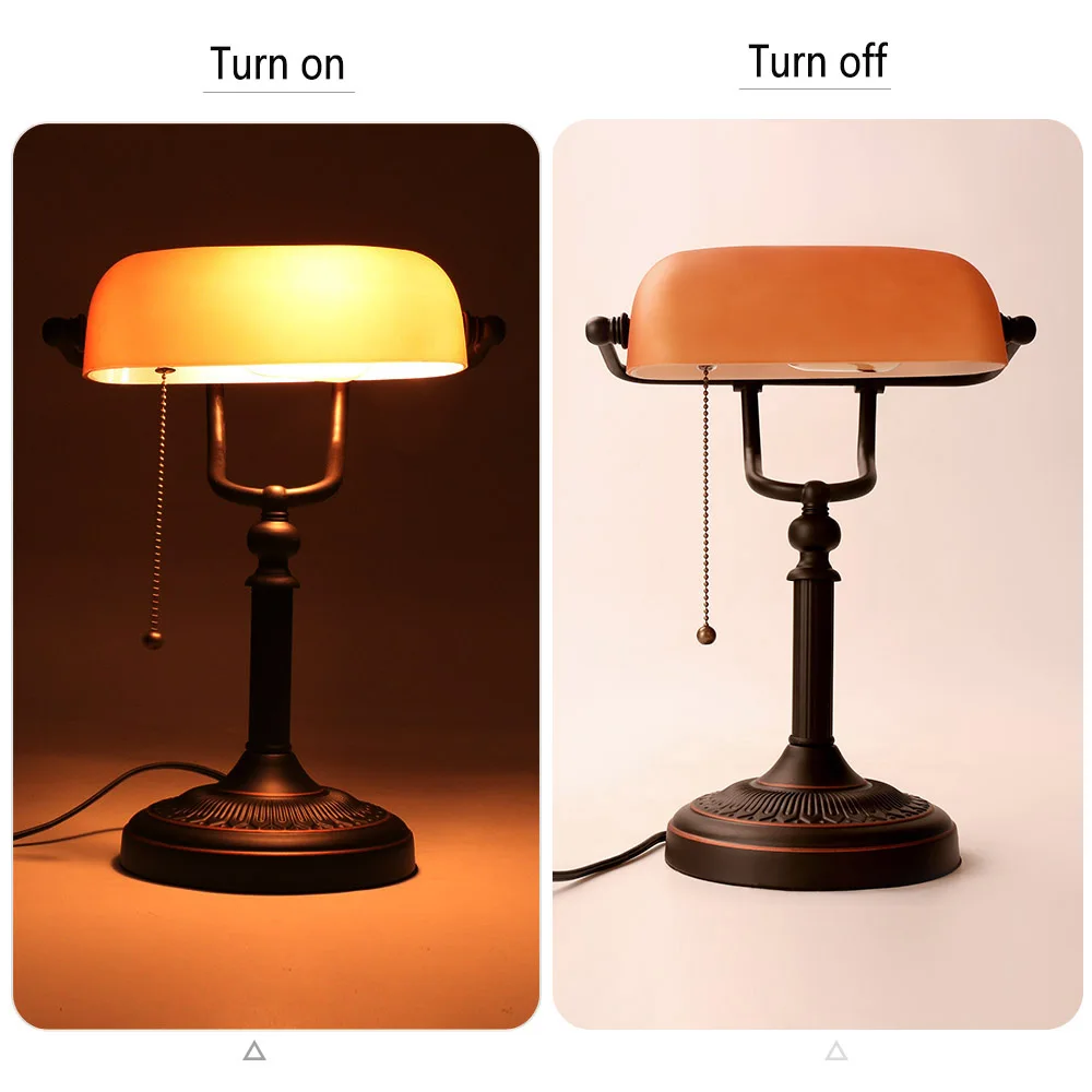 Retro vintage frosted amber glass shade decor table lamp E27 EU US plug living room bedroom bedside study hetol room desk lamp