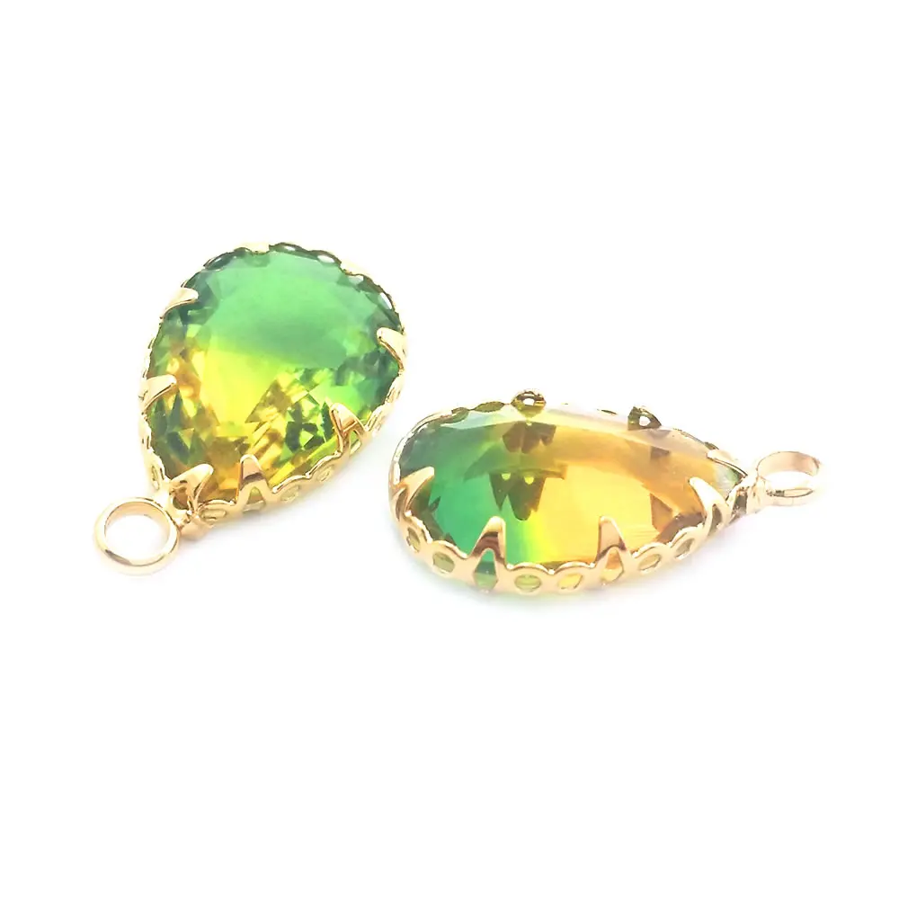 18K Gold Color Colorful Rainbow Drop Shape Charms Pendants High Quality Necklace Earrings Accessories Rosediy official-website