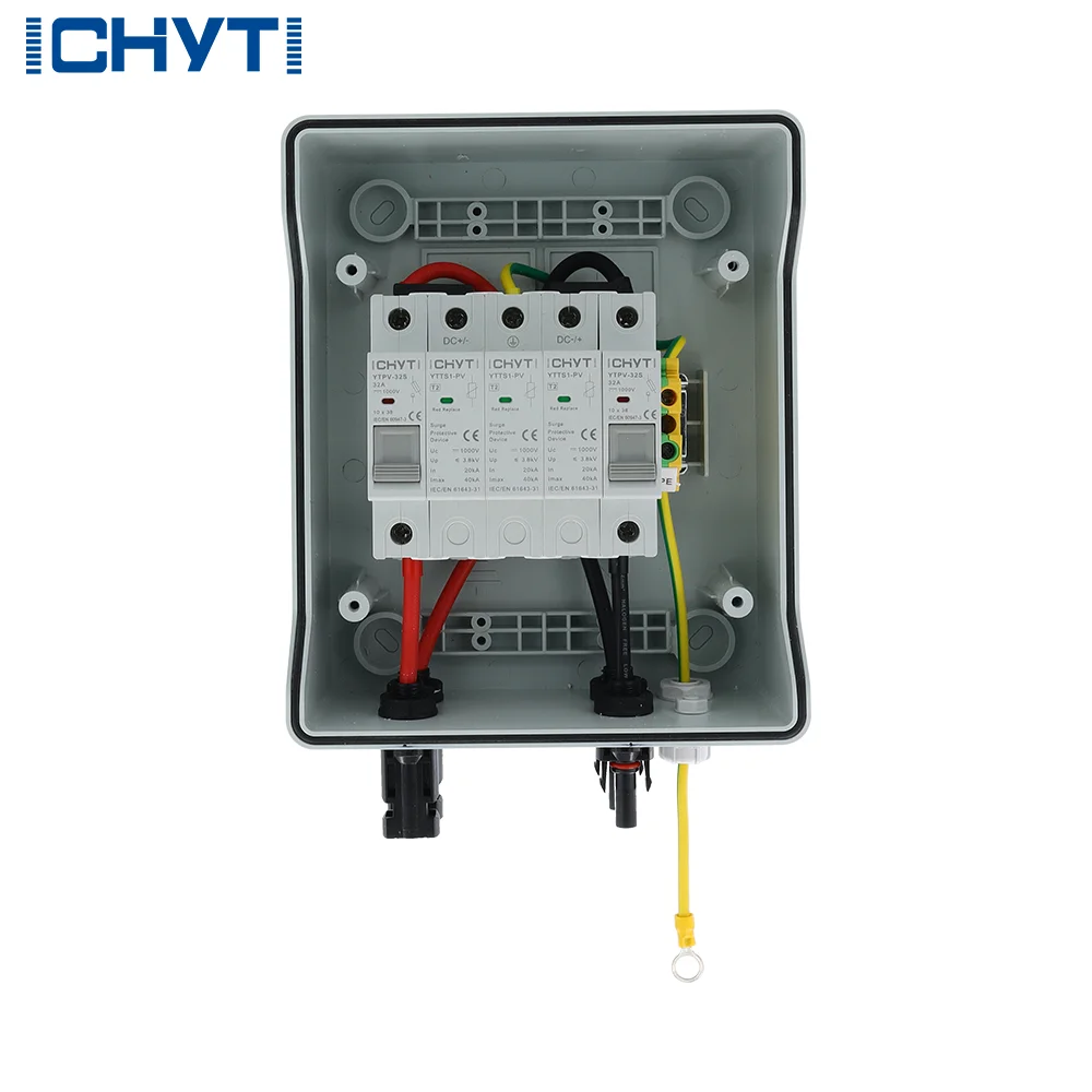 New Type CHYT IP65 1 in 1 Out 1 Strings 15a 1000v Dc Solar Pv Array Plastic Solar DC Combiner Box With Dc Fuse,Spd