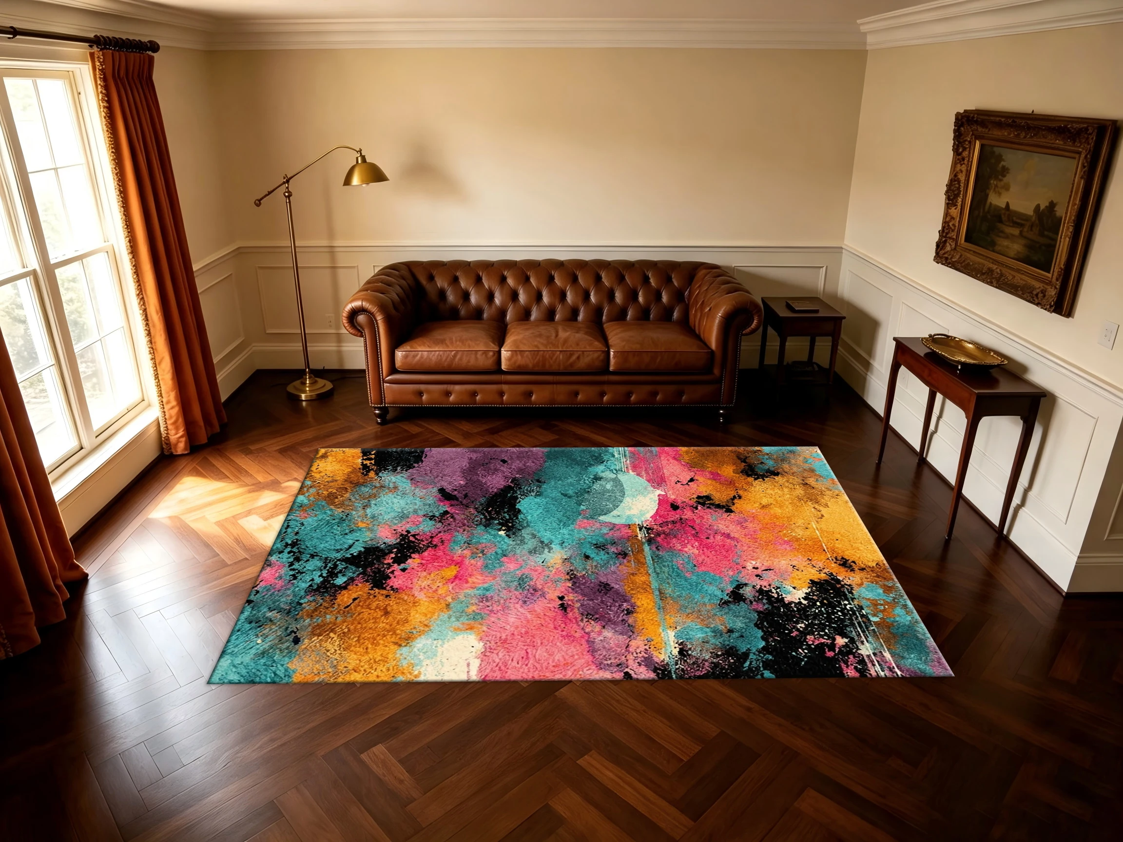 Printed Rug Abstract - Tappeto Astratto con Effetto Schizzi di